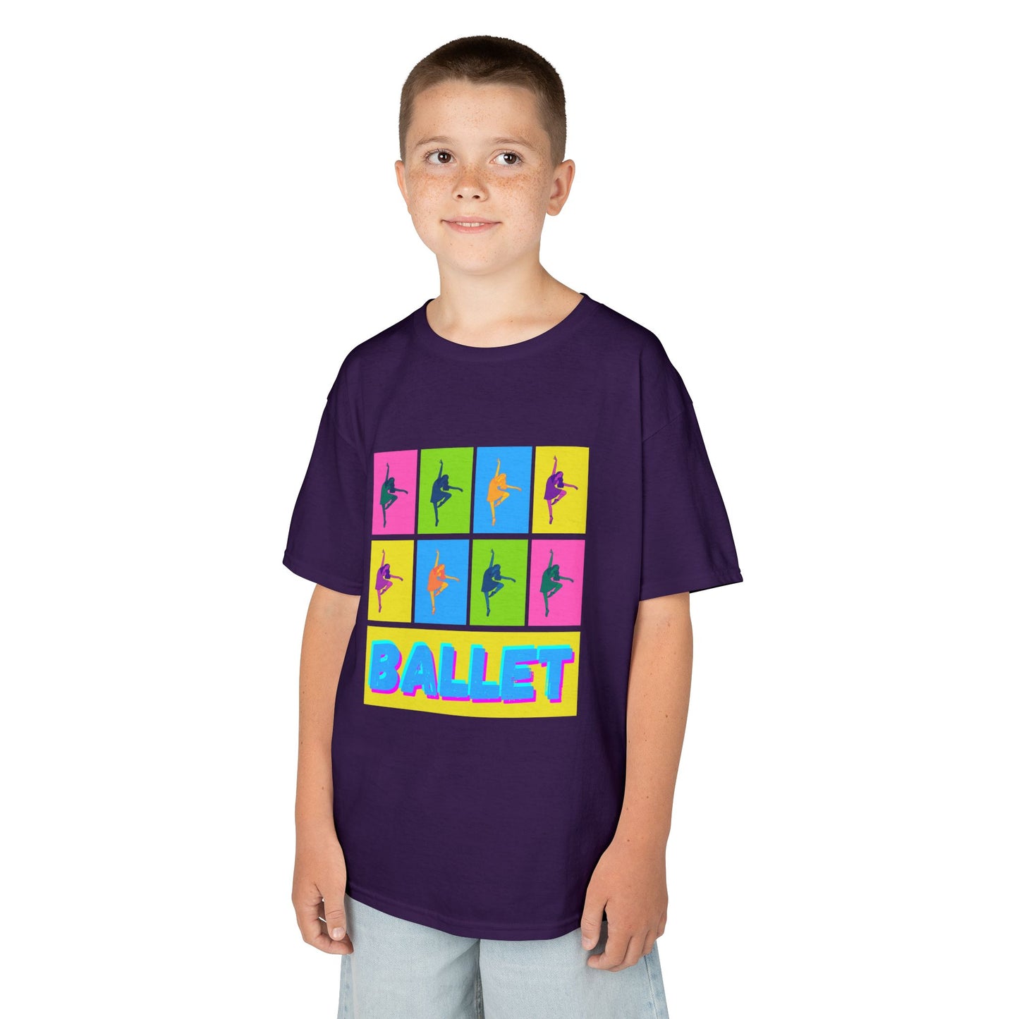 "Ballet" Youth Short Sleeve T-Shirt – Pop Art Inspired Design with Ballet Dancer Graphics – Dance Apparel for Kids