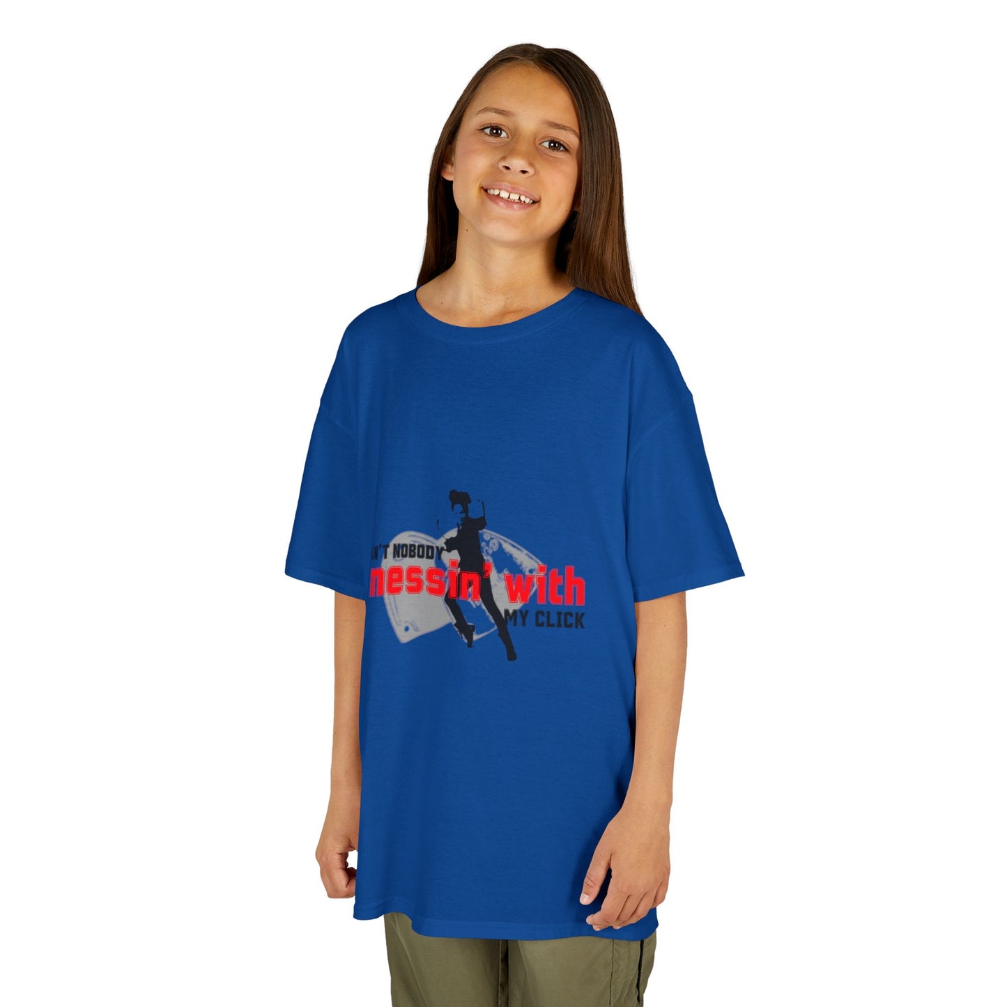 "Ain’t Nobody Messin’ With My Click" – Youth Short Sleeve Dance Tee with Tap Shoes & Tap Dancer Graphic