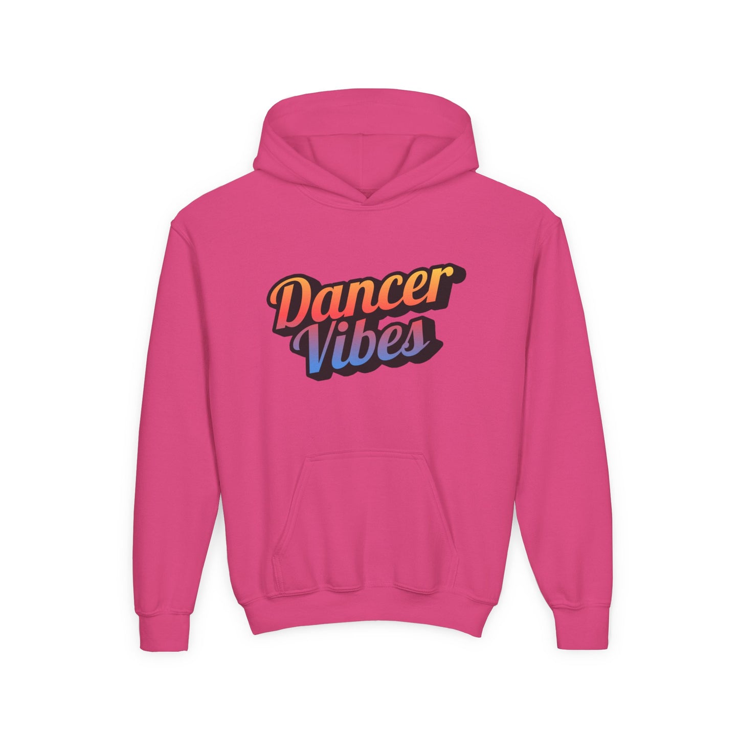 "Dancer Vibes" Youth Hooded Sweatshirt – Retro Text-Based Dance Graphic Hoodie for Kids and Teens