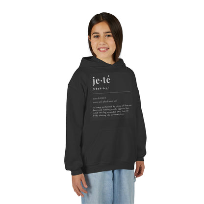 Jeté Definition Unisex Youth Hoodie – Ballet Term Graphic Dance Hoodie for Kids & Teens, Personalized with Name or Studio