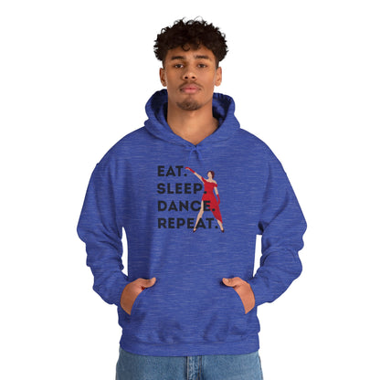 "Eat Sleep Dance Repeat" Unisex Dance Hoodie – Bold Graphic Sweatshirt for Dancers