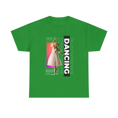“Dancing” Streetwear-Inspired Female Dancer Unisex Heavy Cotton Tee – Urban Dance Graphic T-Shirt for Performers and Dance Lovers