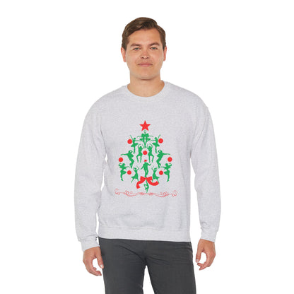 "Christmas Tree Dancer Silhouette" ADULT SWEATSHIRT Unisex Heavy Blend Crewneck – Festive Ballet & Dance Holiday Sweatshirt for Dancers, Teachers, and Studios