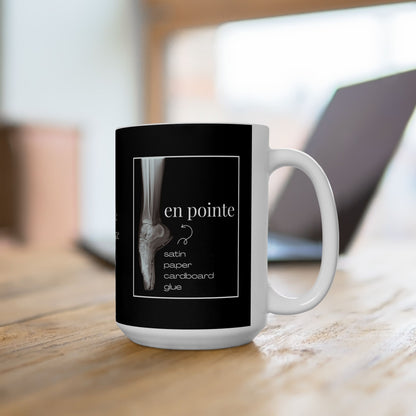 “I Dance En Pointe” Accent Coffee Mug – Ballet-Themed Personalized Mug with X-Ray Foot Design for Dancers, Teachers, and Ballet Lovers