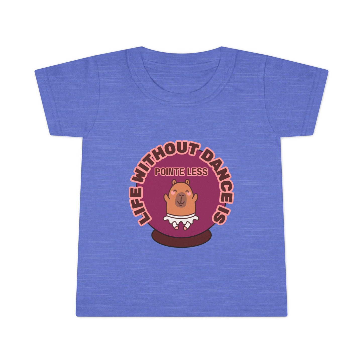 "Life Without Dance Is Pointeless" Toddler Dance T-Shirt – Cute Dancing Capybara Graphic Short Sleeve Tee for Kids