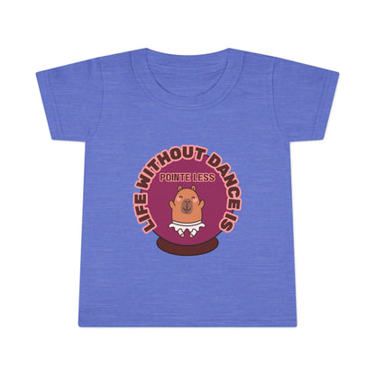 "Life Without Dance Is Pointeless" Toddler Dance T-Shirt – Cute Dancing Capybara Graphic Short Sleeve Tee for Kids