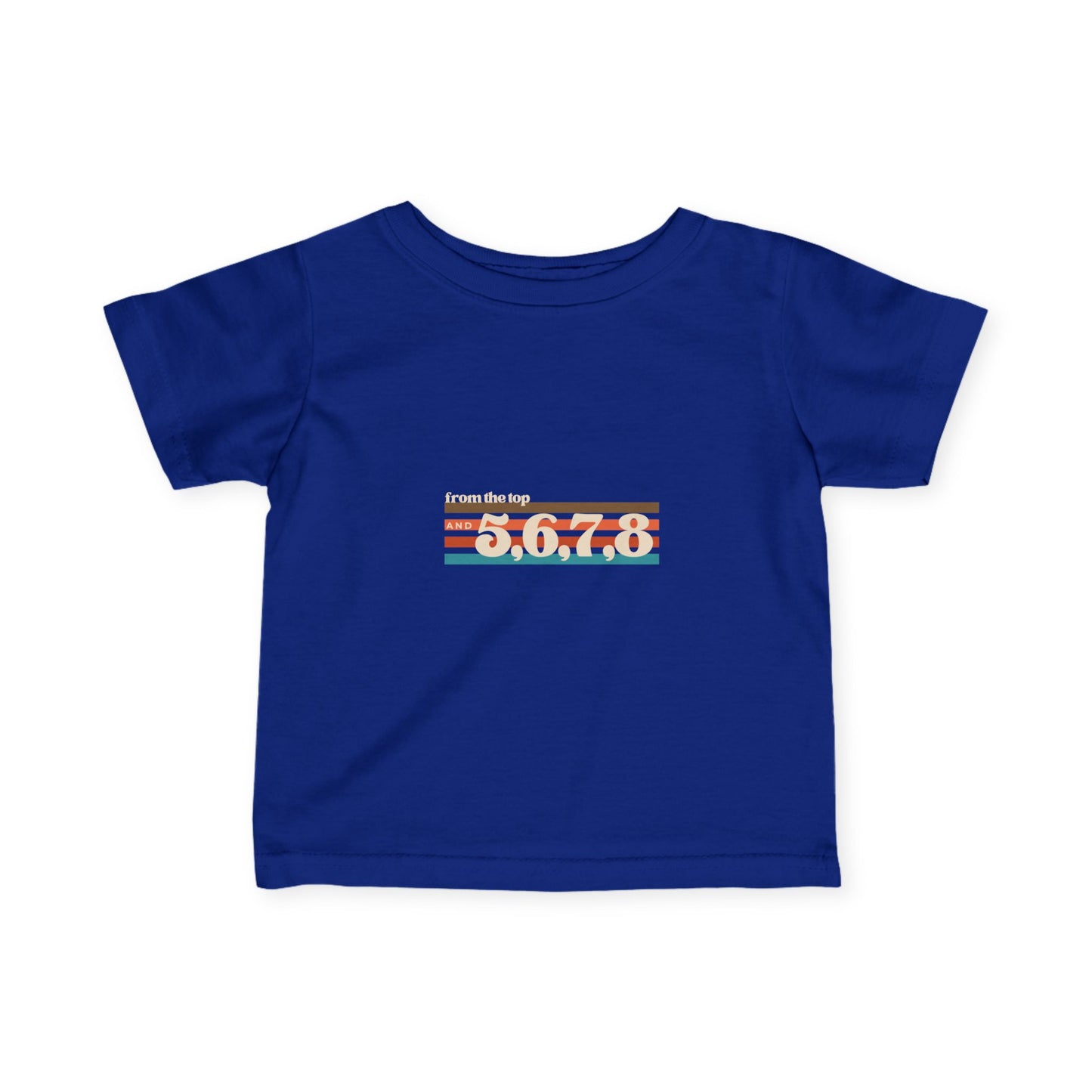 "From the Top and 5,6,7,8" Infant Fine Jersey Tee – Retro Dance-Inspired Baby T-Shirt for Tiny Performers and Future Choreographers