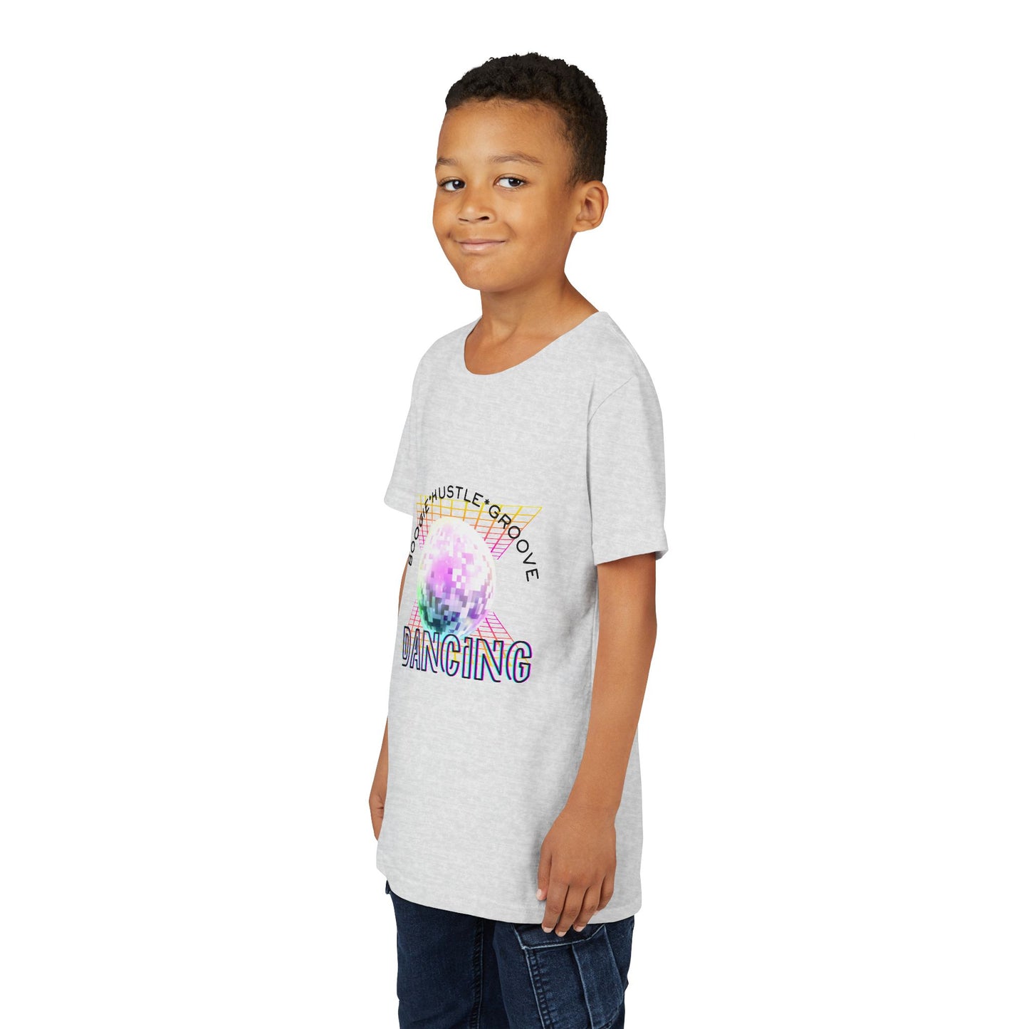 "Boogie, Hustle, Groove - Dancing" Streetwear Dance Graphic – Youth Short Sleeve Tee