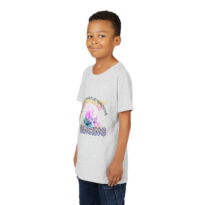 "Boogie, Hustle, Groove - Dancing" Streetwear Dance Graphic – Youth Short Sleeve Tee