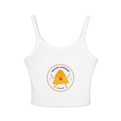 "Nacho Average Dancer" Women’s Spaghetti Strap Tank Top – Cute Nacho Dance Graphic | Funny Pun Apparel for Dancers & Food Lovers