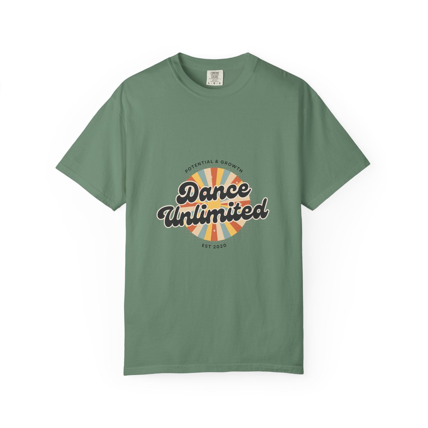 "Dance Unlimited, Potential & Growth" Unisex Garment-Dyed T-Shirt – Retro-Inspired Dance Motivation Graphic Tee – Inspirational Shirt for Dancers"