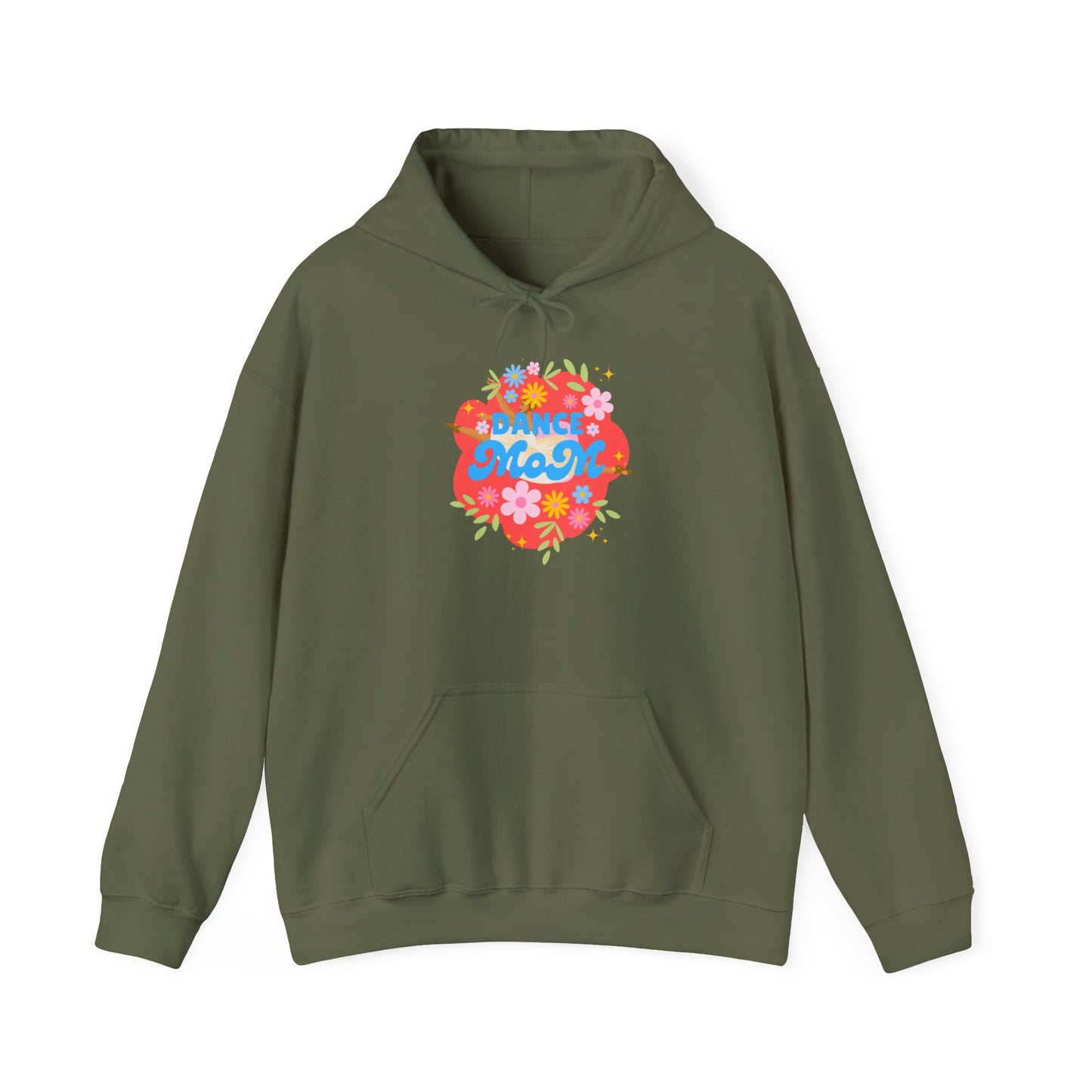 "Dance Mom" Superhero Hoodie – Floral Front Graphic & Fun Back Design | Unisex Hooded Sweatshirt for Proud Dance Parents