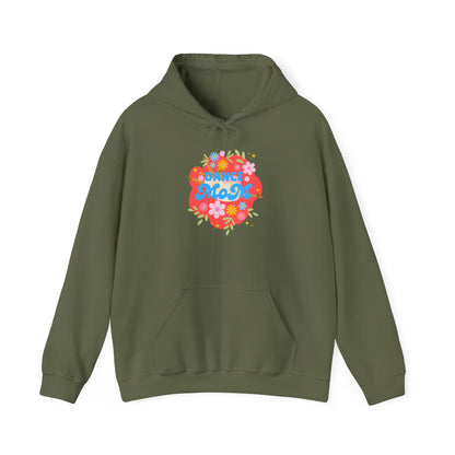 "Dance Mom" Superhero Hoodie – Floral Front Graphic & Fun Back Design | Unisex Hooded Sweatshirt for Proud Dance Parents