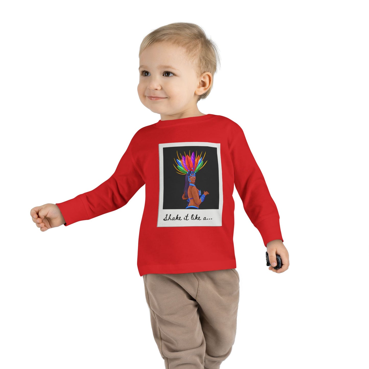 "Shake It Like a…” Toddler Long Sleeve Tee – Samba Dancer Graphic Shirt for Kids