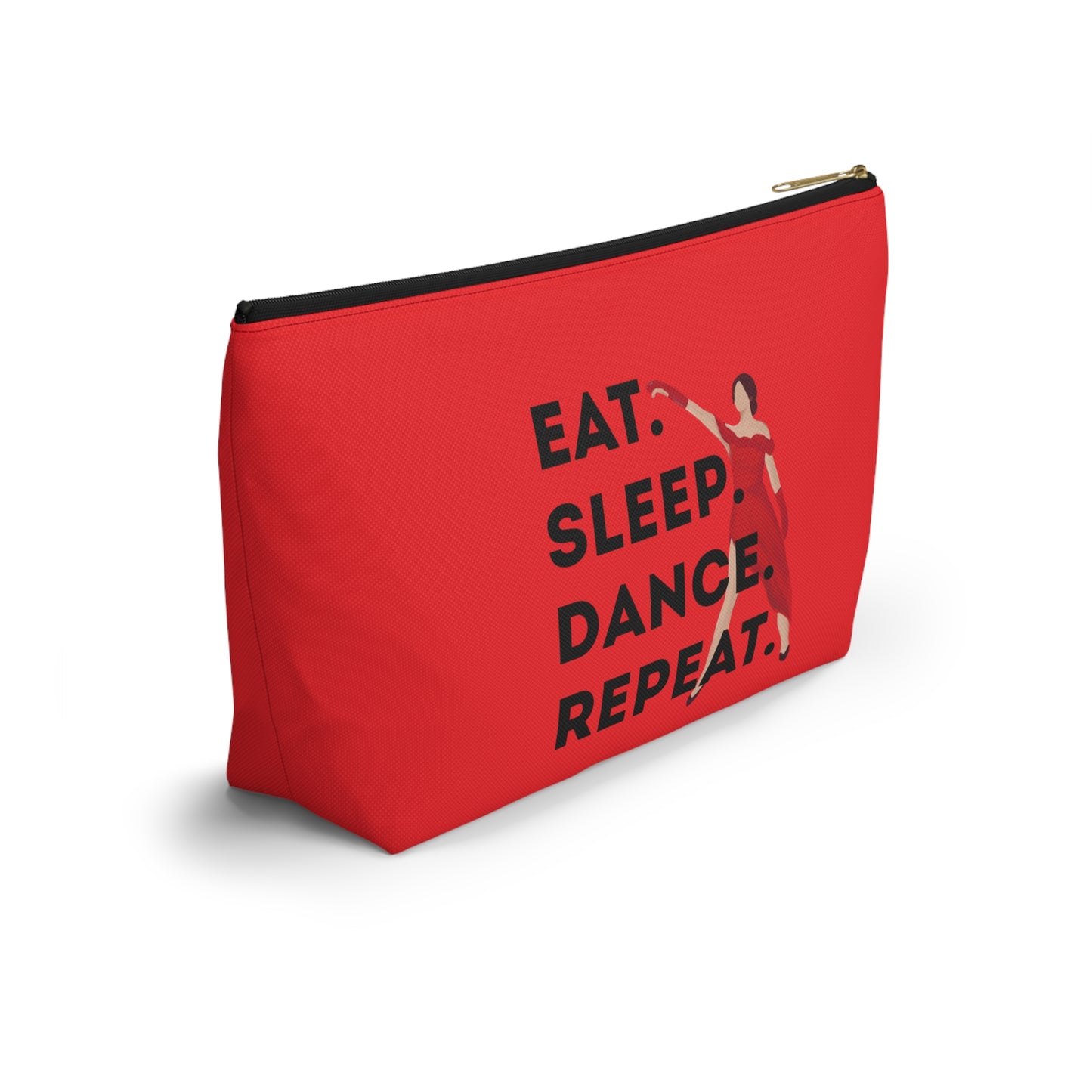“Eat Sleep Dance Repeat” Makeup Bag – Bold Dancer Graphic – Dance-Themed Zipper Pouch for Cosmetics, Accessories & Travel Essentials