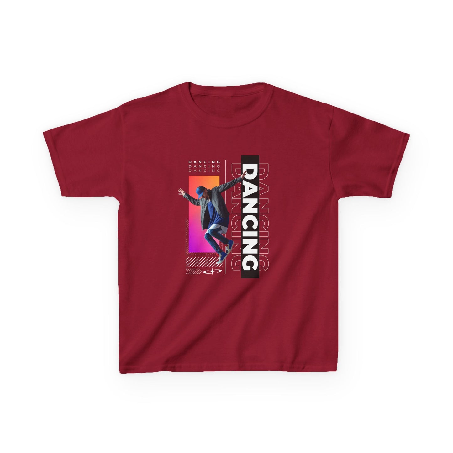 “Dancing” Youth Short Sleeve T-Shirt – Streetwear-Inspired Male Dancer Graphic – Stylish Kids Dance Apparel Tee