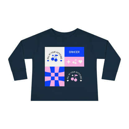 "Dancer – All in Your Attitude" Toddler Dance T-Shirt – Retro Graphic Long Sleeve Tee for Kids