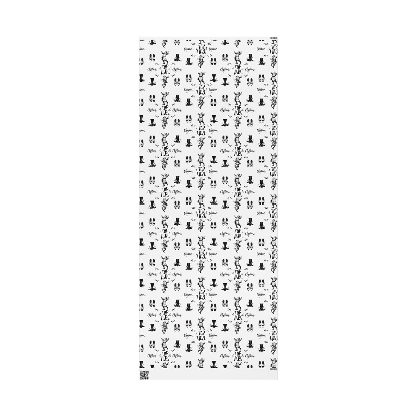 “Tap Here” Christmas Wrapping Paper – Fun Black & White Holiday Gift Wrap with Tap Shoes & Santa Design, Perfect for Tap Dancers & Dance Studios