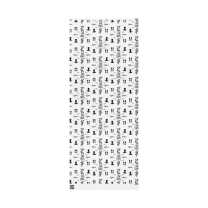 “Tap Here” Christmas Wrapping Paper – Fun Black & White Holiday Gift Wrap with Tap Shoes & Santa Design, Perfect for Tap Dancers & Dance Studios