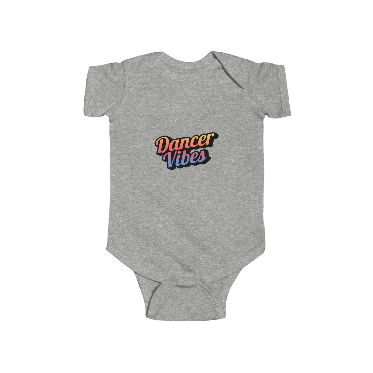 "Dancer Vibes" Infant Short Sleeve Bodysuit – Colorful Text Graphic Baby Dance Outfit for Jeté Shop