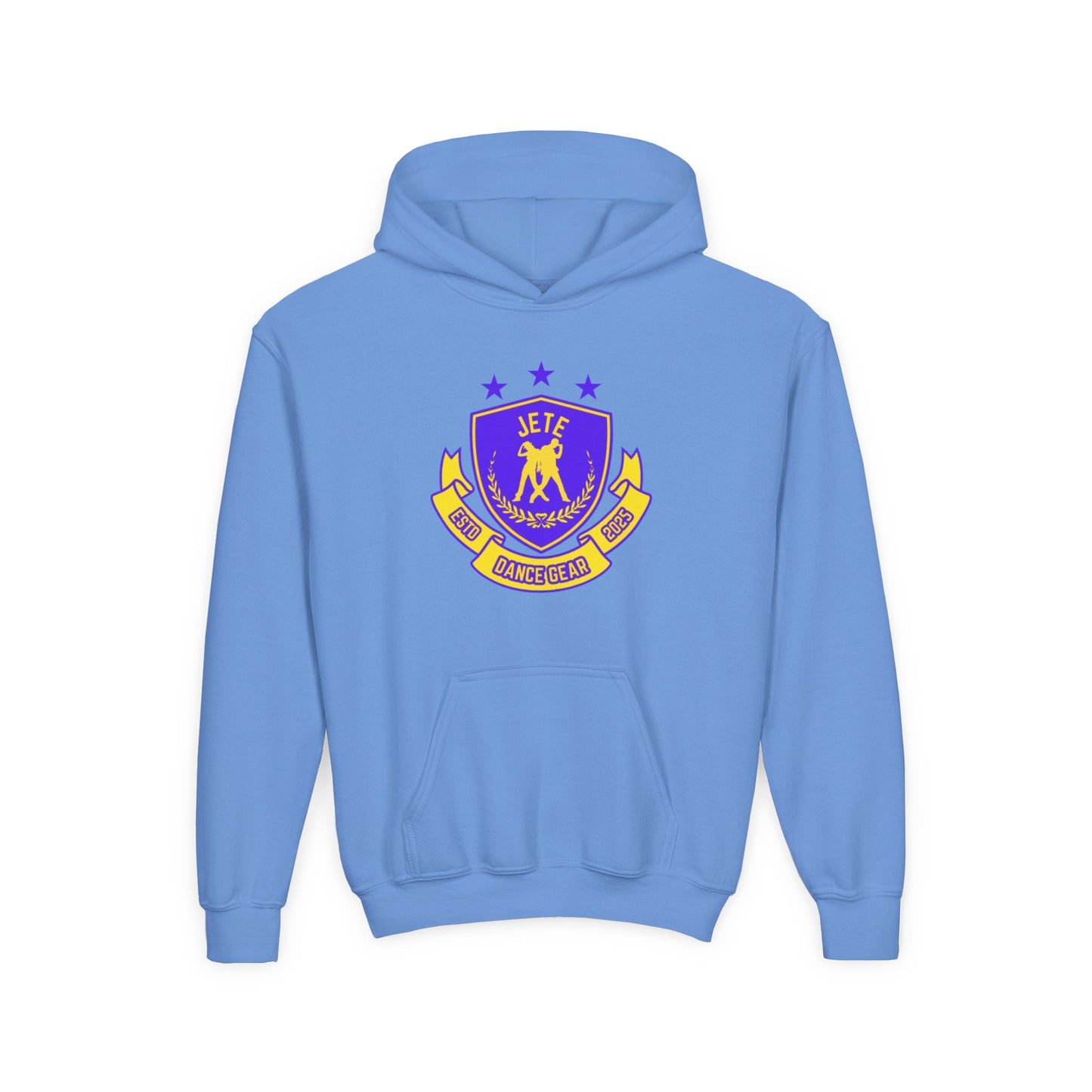 "Jeté Dance Gear" Youth Hooded Sweatshirt – Collegiate-Inspired Dance Team Graphic Hoodie for Kids and Teens