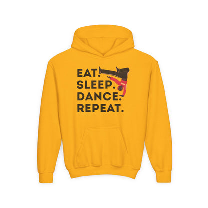 "Eat Sleep Dance Repeat" Youth Hoodie – Unisex B-Boy Dance Sweatshirt for Kids