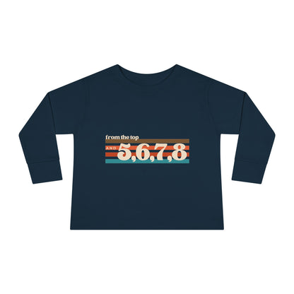 "From the Top and 5, 6, 7, 8" Toddler Dance T-Shirt – Retro Choreography-Inspired Long Sleeve Tee for Kids