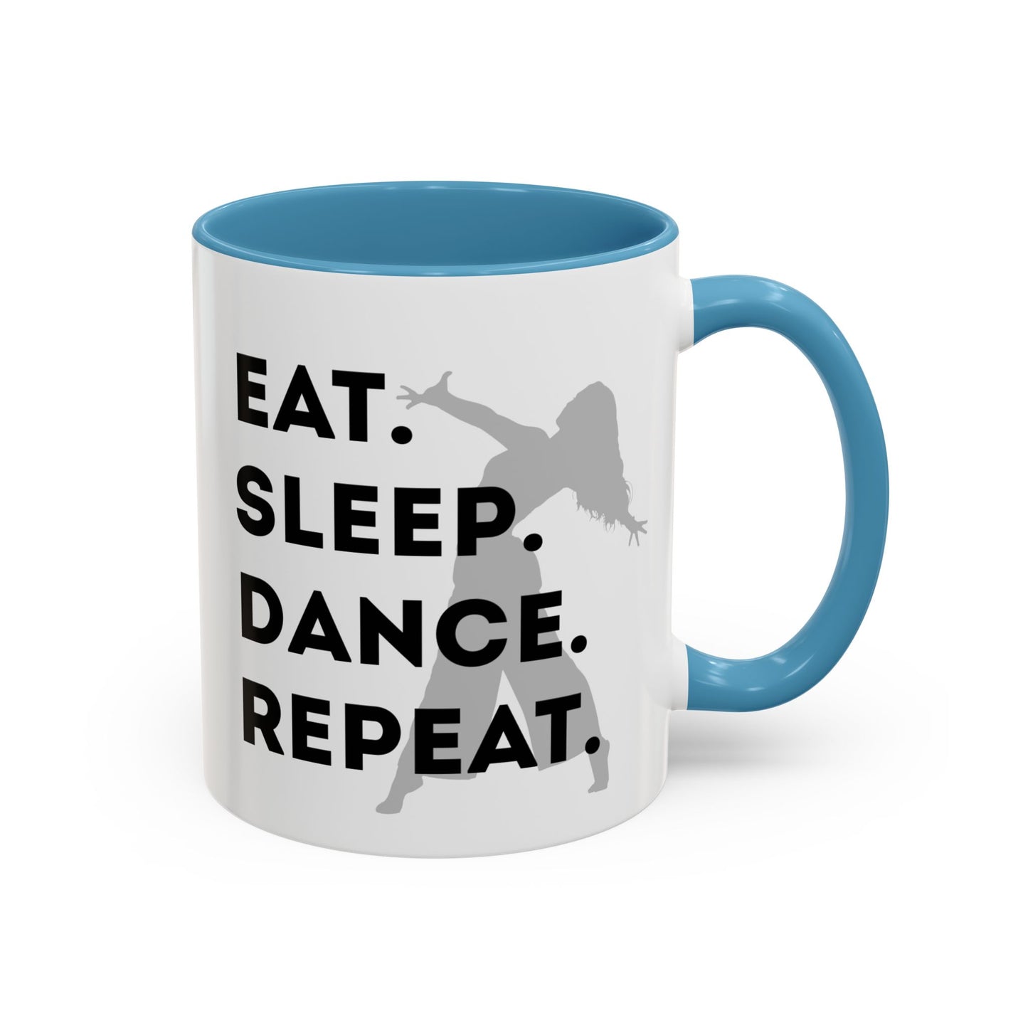 "Eat Sleep Dance Repeat" Accent Coffee Mug – Gray Dancer Graphic Ceramic Mug for Dance Lovers