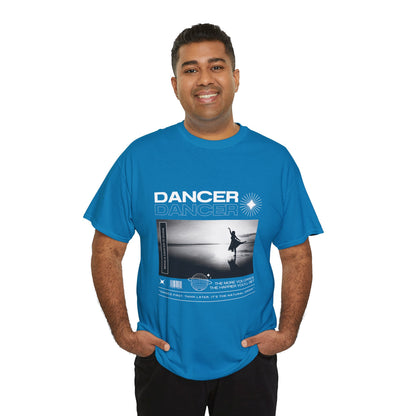 "Dancer" Arabesque Beach Scene Unisex Heavy Cotton Tee – Streetwear-Inspired Ballet Dance Graphic T-Shirt