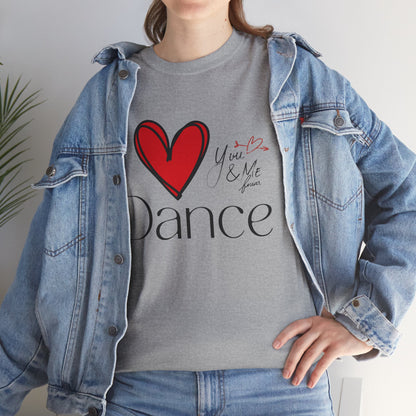 "I Love Dance" Unisex Heavy Cotton Tee – Hand-Drawn Heart & Note Graphic Dance Lover T-Shirt