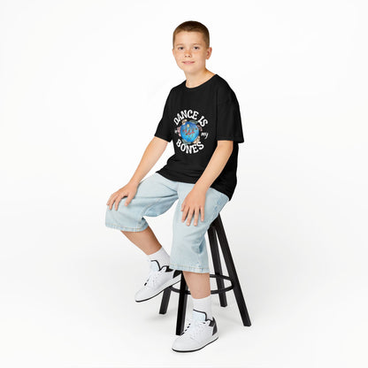"Dance Is in My Bones” Halloween Dance T-Shirt with Dancing Skeletons Graphic - Kids Heavy Cotton™ Tee