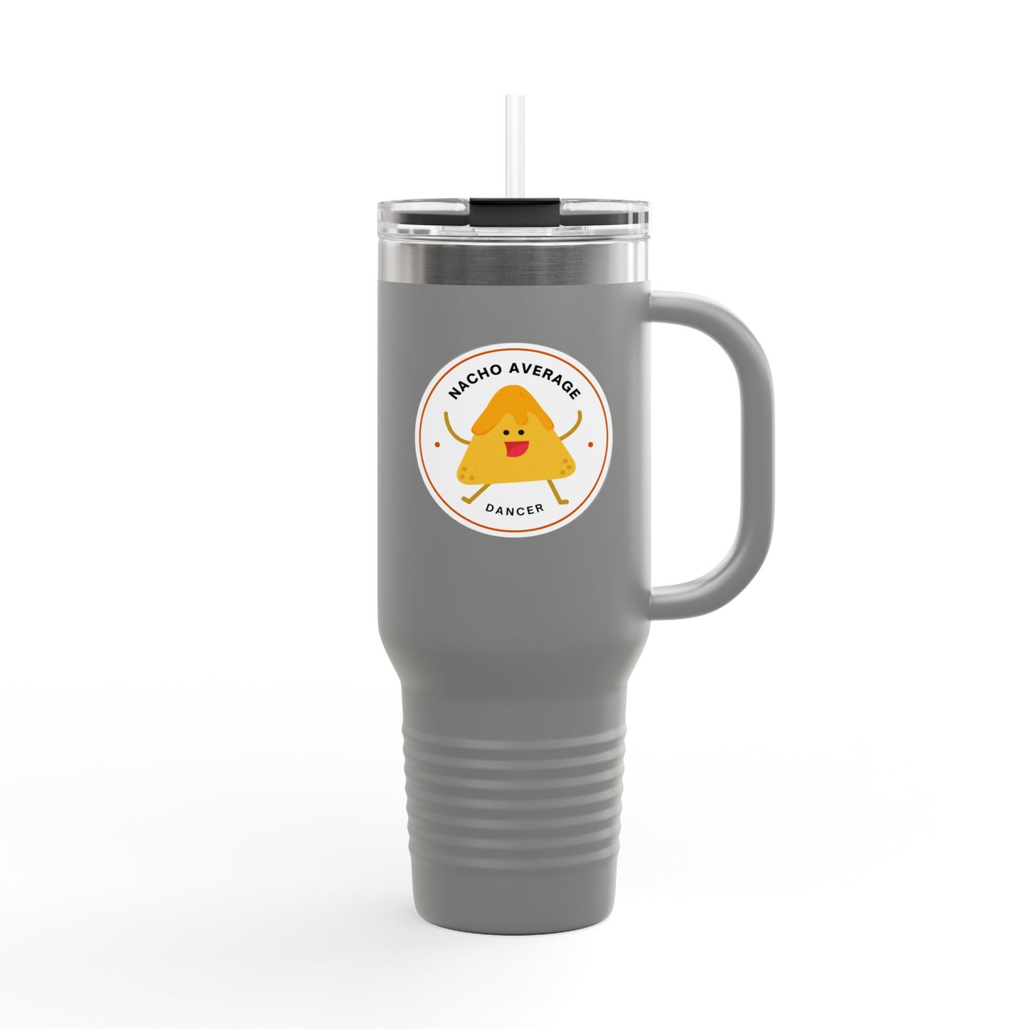 "Nacho Average Dancer" 40oz Insulated Travel Mug – Cute Kawaii Nacho Graphic Dance Tumbler for On-the-Go Hydration