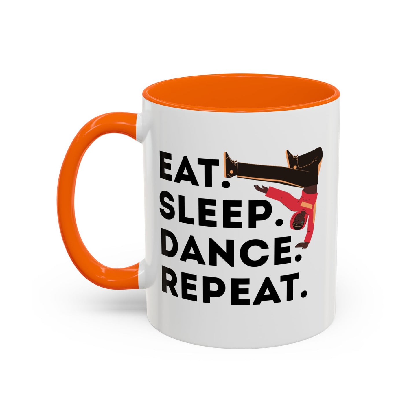 "Eat Sleep Dance Repeat" Accent Coffee Mug – Bold B-Boy Graphic Ceramic Mug for Hip Hop Dancers