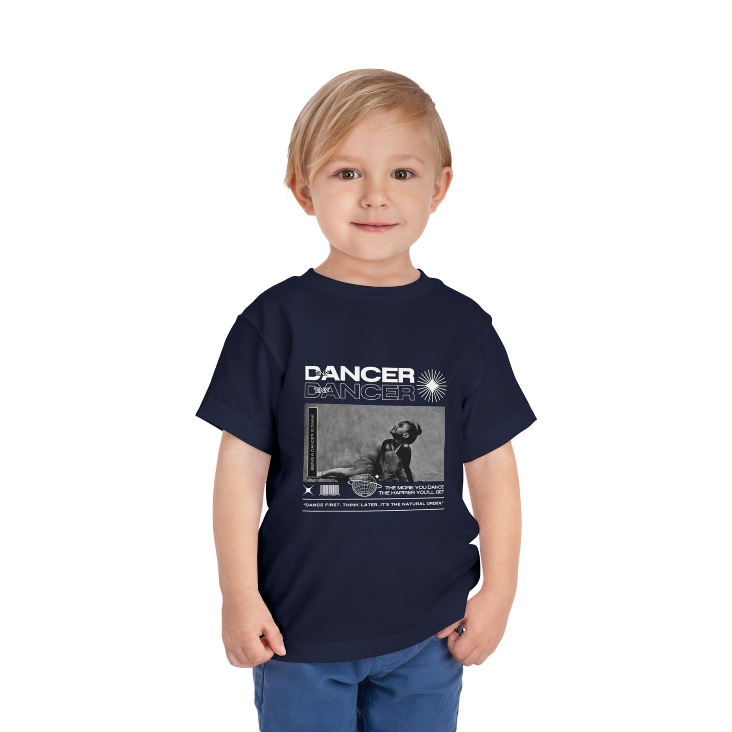 “Tiny Dancer" Toddler Short Sleeve T-Shirt – Streetwear-Inspired Recital Photo Graphic Tee for Kids
