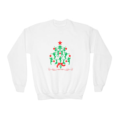 "Christmas Tree Dancer Silhouette" YOUTH SWEATSHIRT  Crewneck – Festive Ballet & Dance Holiday Sweatshirt for Dancers, Teachers, and Studios