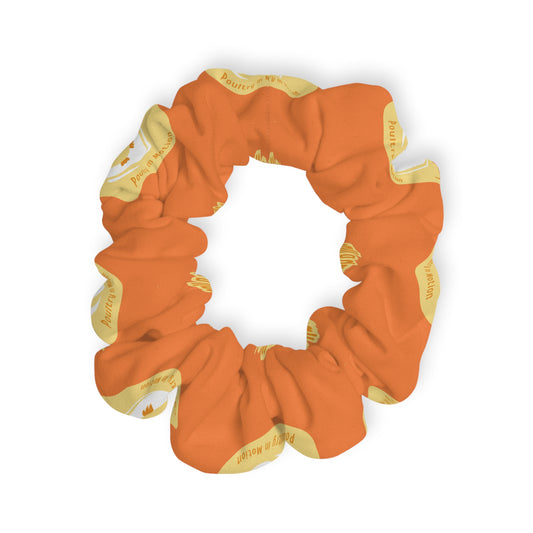 “What do you call a dancing chick? Poultry in Motion” Scrunchie – Funny Dance Pun Hair Accessory with Cute Dancing Chicken Graphic