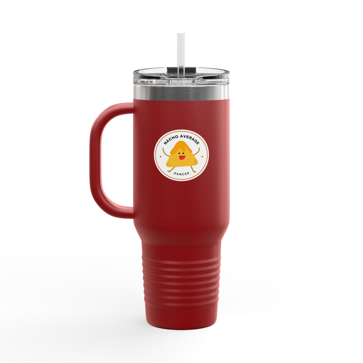 "Nacho Average Dancer" 40oz Insulated Travel Mug – Cute Kawaii Nacho Graphic Dance Tumbler for On-the-Go Hydration