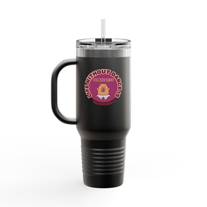"Life Without Dance is Pointeless" 40oz Insulated Travel Mug – Cute Capybara Dance Graphic Stainless Steel Tumbler for Dancers & Dance Lovers