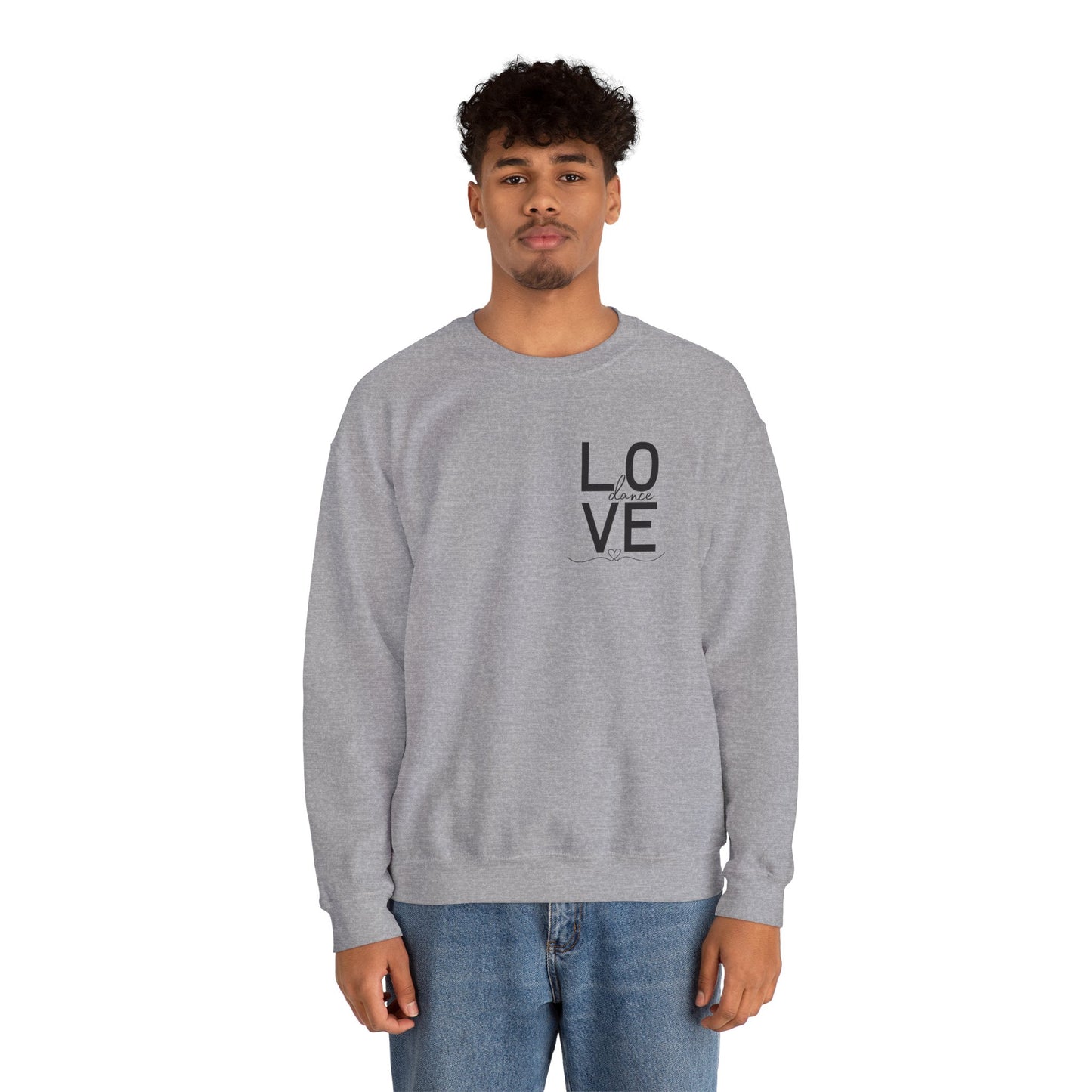 "LOVE Dance" Unisex Crewneck Sweatshirt – Script Letter Graphic Dance Lover Pullover