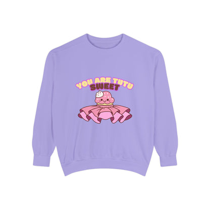 "You Are Tutu Sweet" Unisex Lightweight Crewneck Sweatshirt – Kawaii Cupcake in a Tutu Graphic Pullover for Ballet & Dance Lovers