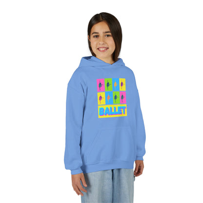 “Ballet” Pop Art Inspired Design with Ballet Dancer Graphics | Streetwear Ballet Hoodie for Kids & Young Dance Enthusiasts | Unisex Youth Hoodie