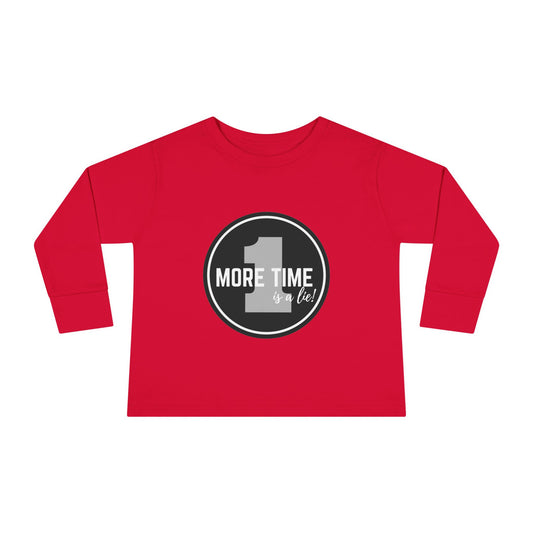 "One More Time Is a Lie" Toddler Dance T-Shirt – Bold Emblem Graphic Long Sleeve Tee for Kids