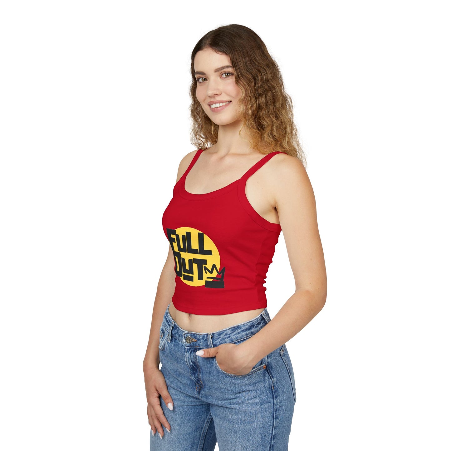 "Full Out" Women’s Spaghetti Strap Tank Top – Bold Streetwear-Inspired Dance Graphic | Trendy Dancewear for Performers, Classes & Everyday Style