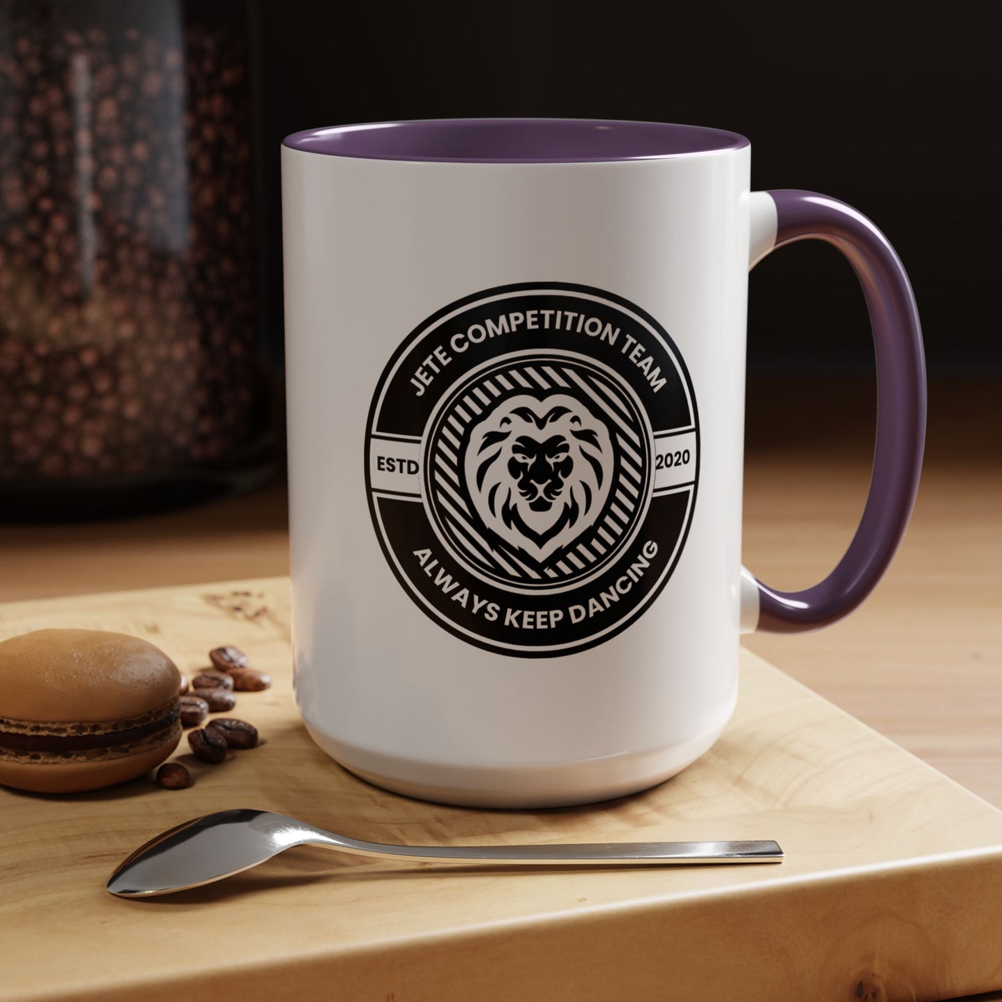 "Jeté Competition Team – Always Keep Dancing" Accent Coffee Mug – Collegiate Style Ceramic Mug for Dancers and Studio Teams