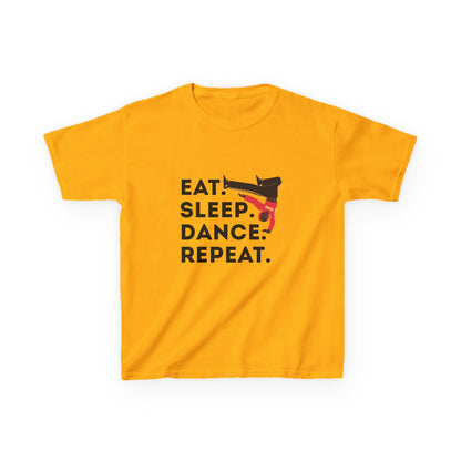 "Eat Sleep Dance Repeat" Youth Short Sleeve Tee – Bold B-Boy Graphic Hip-Hop Dance Shirt for Kids and Young Performers