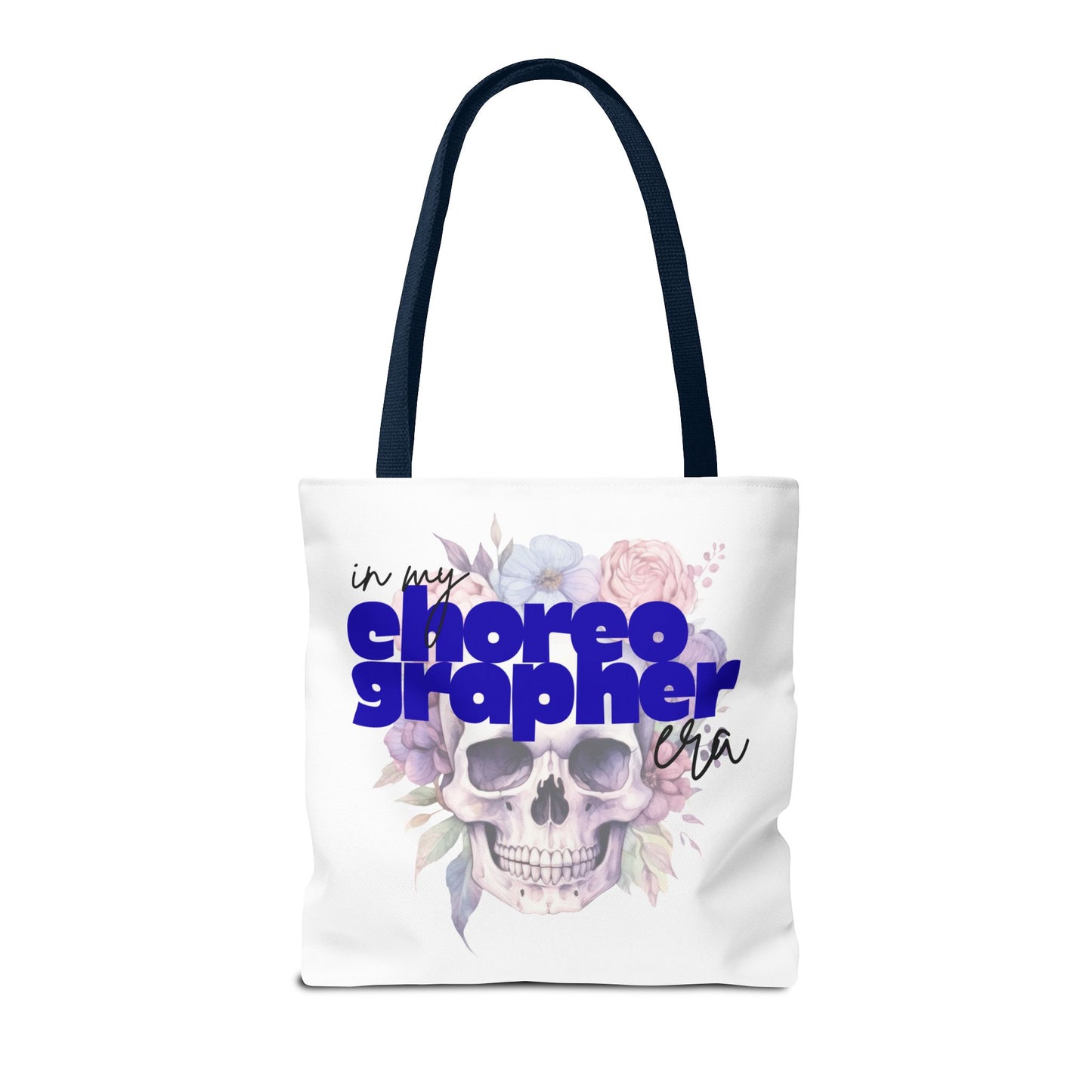 In My Choreographer Era Tote Bag with Colored Handles – Pastel Floral Skull Dance-Inspired Carryall
