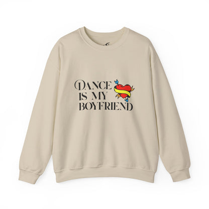 Dance Is My Boyfriend Unisex Crewneck Sweatshirt – Cute Heart Tattoo Graphic Dance Lover Pullover
