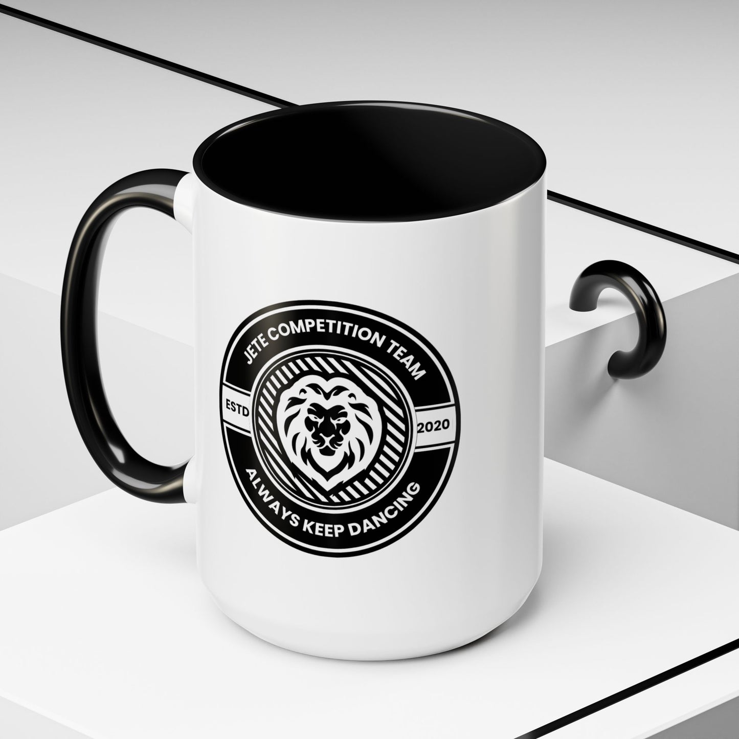 "Jeté Competition Team – Always Keep Dancing" Accent Coffee Mug – Collegiate Style Ceramic Mug for Dancers and Studio Teams
