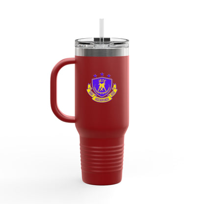 "Jeté Dance Gear Estd 2025" | 40oz Insulated Travel Mug with Collegiate-Inspired Graphic – Durable Stainless Steel Tumbler for Dancers & Dance Lovers