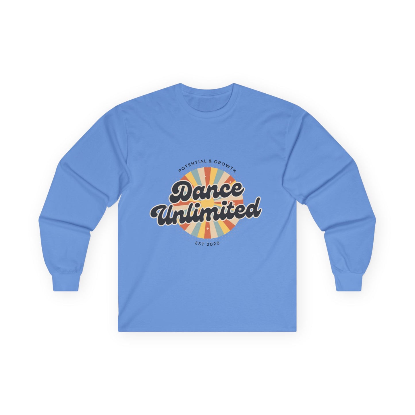 “Dance Unlimited – Potential & Growth" Unisex Long Sleeve Tee – Retro Dance Graphic Shirt for Motivated Dancers & Studio Apparel
